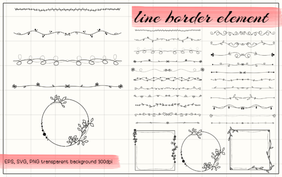 25 Doodle Line Border Design: Graphics & Web Elements