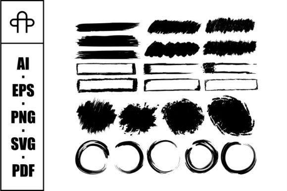 Black Brush Stroke Banner Set Bundle: Graphics & Web Elements