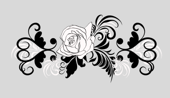 Black White Flower Element SVG: Graphics & Web Elements