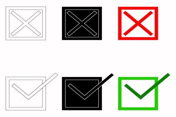 Checkmark Icon X and V Checkbox: Web Elements & Graphics