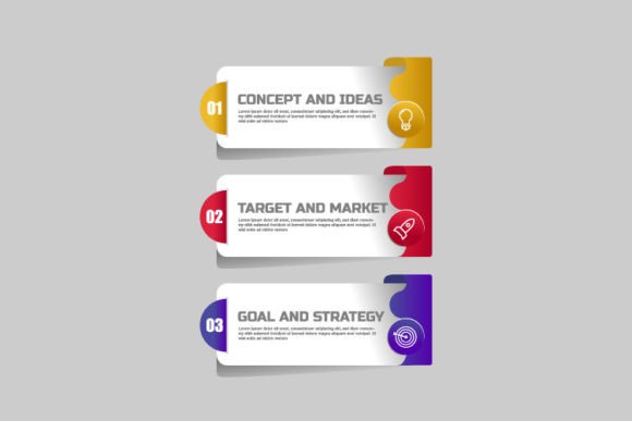 Creative Infographic Three Steps Clipart: Graphics & Web Elements