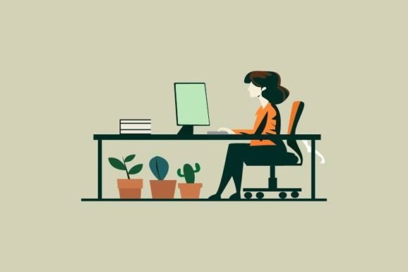 Empowering Corporate Art Woman Graphics & Web Elements