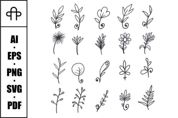Floral Element Hand Drawn Set Bundle