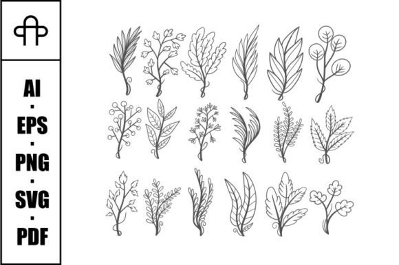Floral Elements Hand Drawn Set Bundle: Graphics & Web Elements
