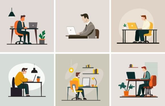 Man with Laptop Corporate Collection: Graphics & Web Elements