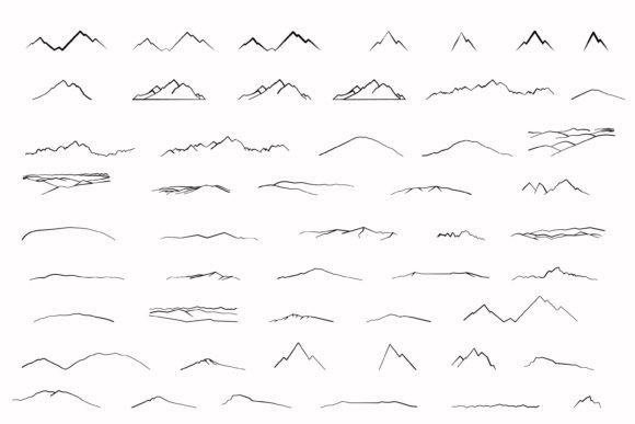 Mountain Outline Collection: Graphics & Web Elements