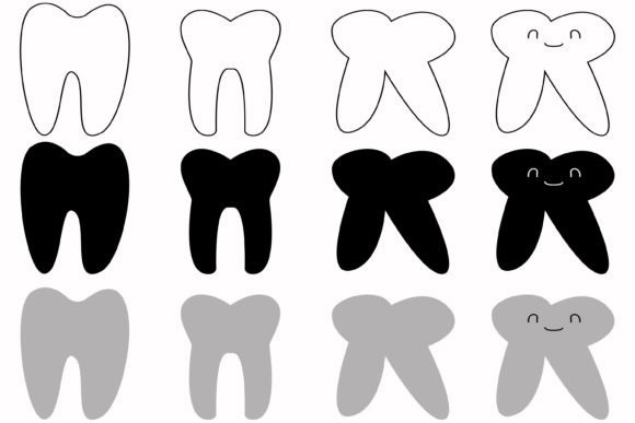 Tooth Icons Collection Hand Drawn