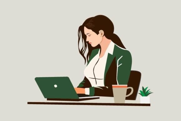 Woman Business Working in Office Graphics & Web Elements