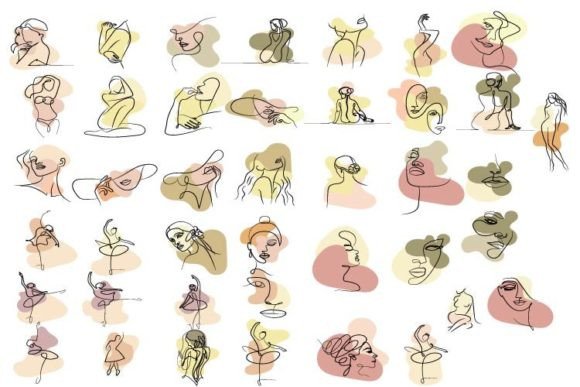 Woman Line Art Collection: Graphics & Web Elements